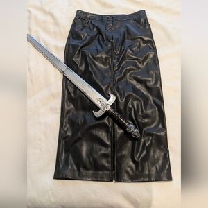 Faux Leather Midi Skirt